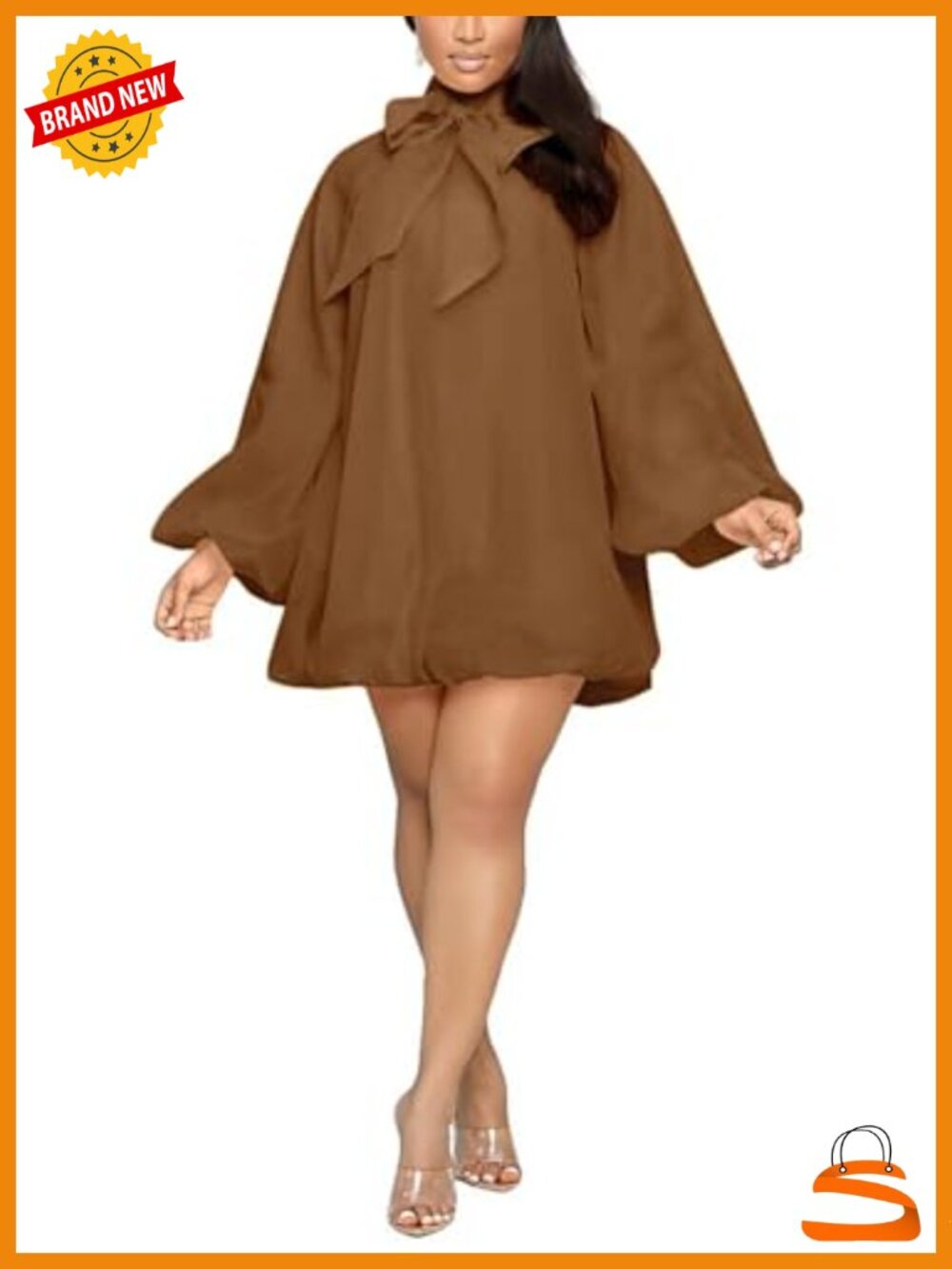 Chiffon Mini Dress Puff Sleeve Bow A-Line Cocktail Party